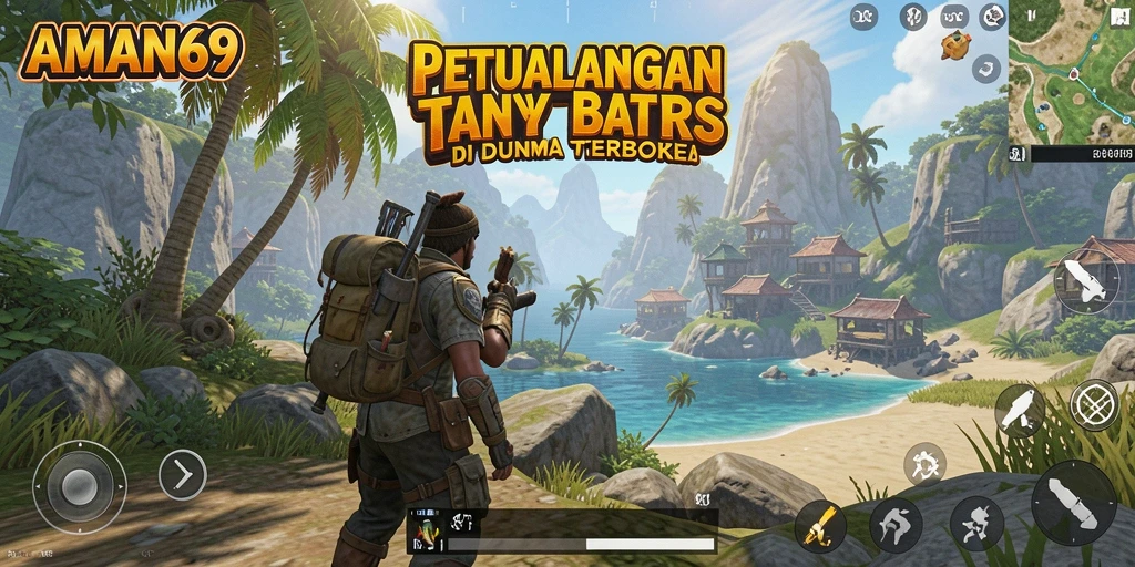 Tangkapan layar gameplay AMAN69 menampilkan eksplorasi dunia terbuka yang kaya.