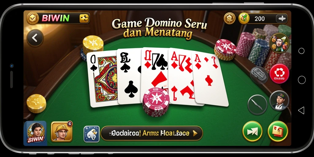 Tampilan gameplay seru BIWIN dengan grafis domino yang menarik.