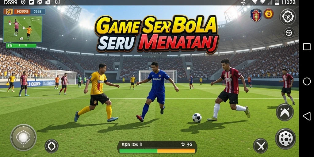Tampilan gameplay DS99 yang menarik dengan aksi sepak bola seru.