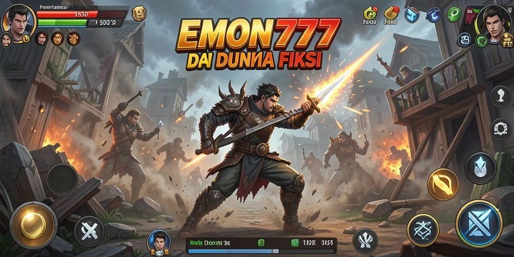 Tangkapan layar menampilkan pertarungan dinamis dalam EMON777.