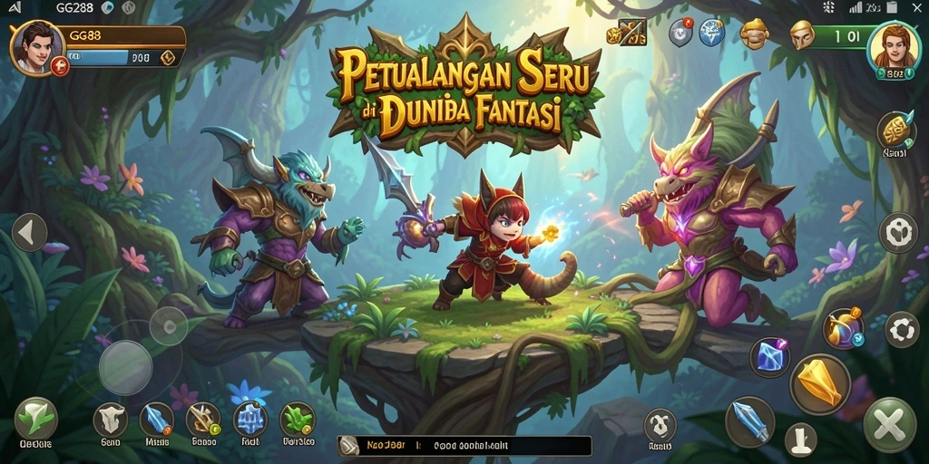 Tampilan gameplay GG288 yang menampilkan aksi mendebarkan di dunia fantasi.