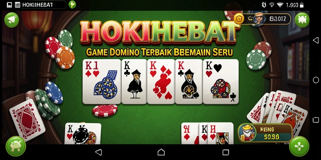 Tampilan gameplay HOKIHEBAT saat bermain Domino yang seru.