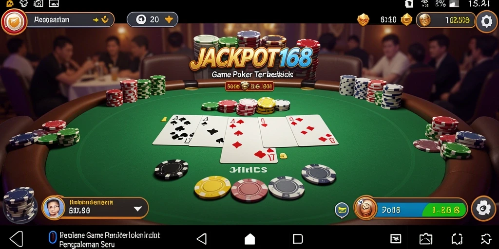 Tampilan gameplay seru JACKPOT168 dengan aksi poker yang mendebarkan.