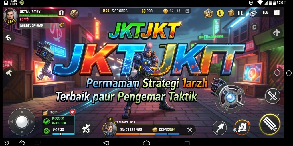 Tampilan gameplay JKTJKT yang menyerupai pertempuran strategis yang intens.
