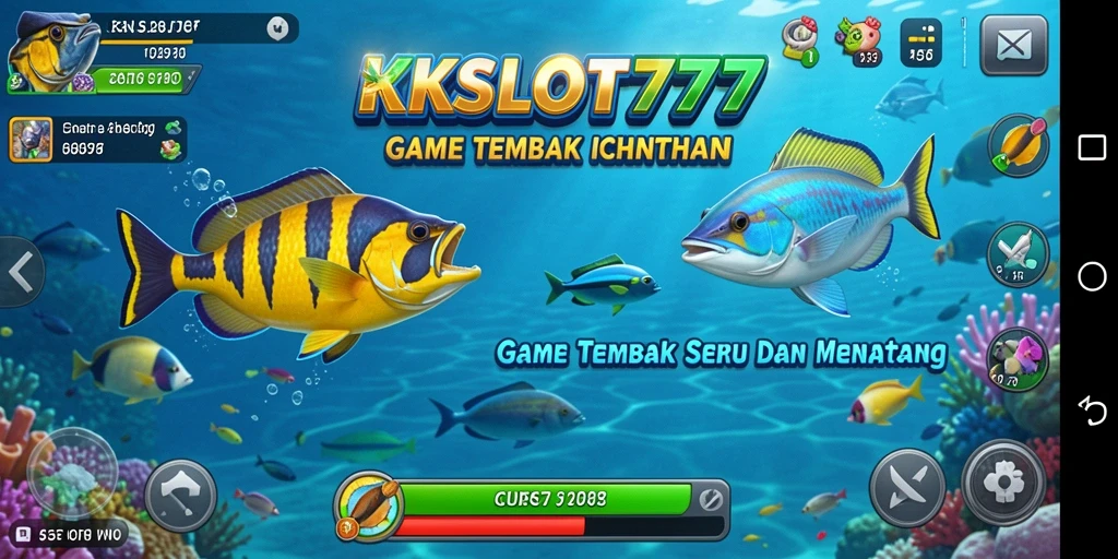 Tampilan gameplay KKSLOT777 dengan aksi penembakan ikan yang seru.