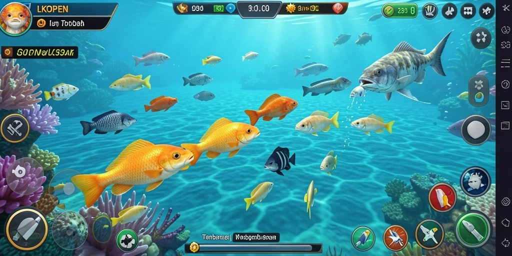 Tampilan menarik dari gameplay Tembak Ikan LKOPEN.