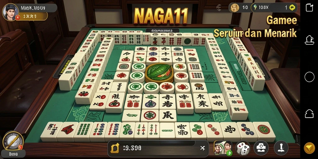 Screenshot NAGA11 menunjukkan gameplay seru Mahjong dengan grafis menarik.