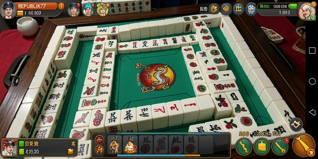 Tangkapan layar permainan REPUBLIK77 yang menampilkan gameplay Mahjong yang membuat ketagihan.