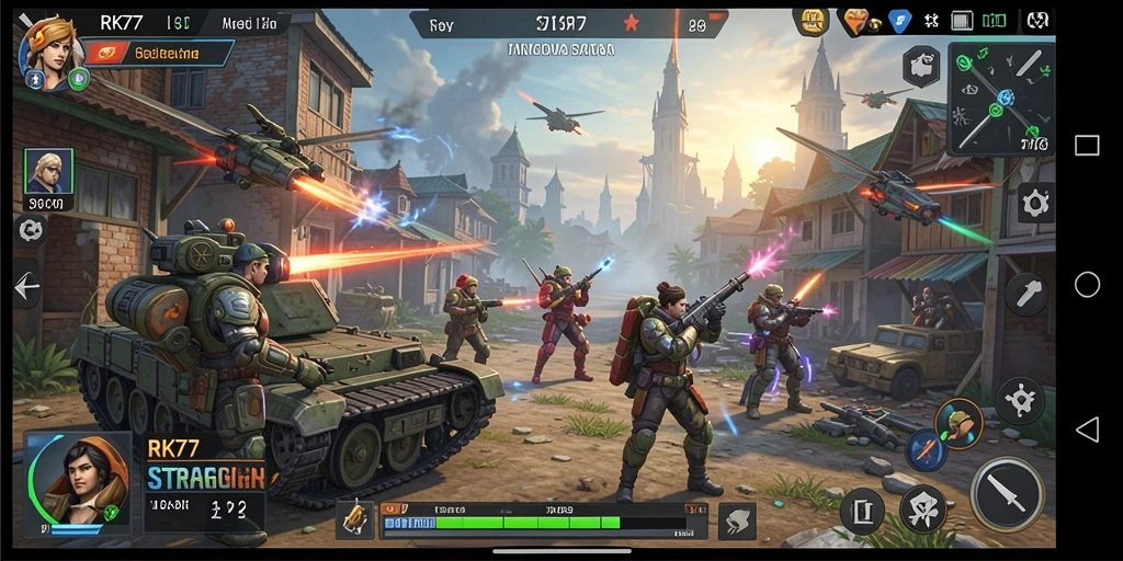 Tampilan gameplay yang menarik di RK77 dengan pertempuran SLG.