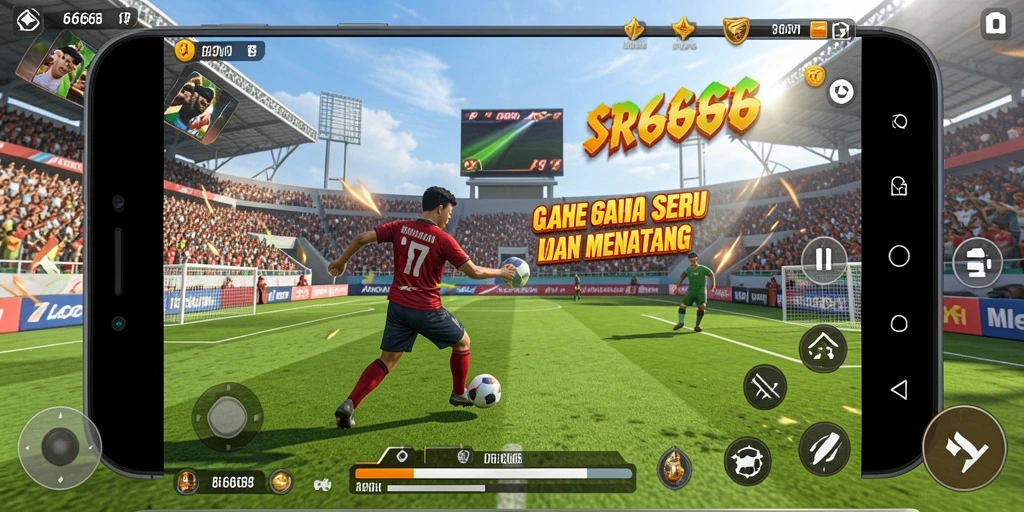 Tangkapan layar SR6666 menunjukkan aksi seru di lapangan olahraga.